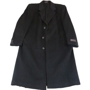 VTG 90 Silver Cloud Wool and Cashmere Woven In Italy Full Length Overcoat Mens L